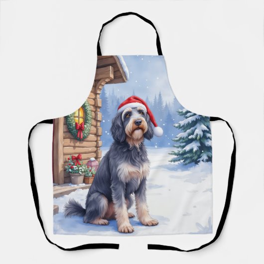 Duitse Draadharige Pointer Sneeuw Lodge Kerstman H Schort (Voorkant)