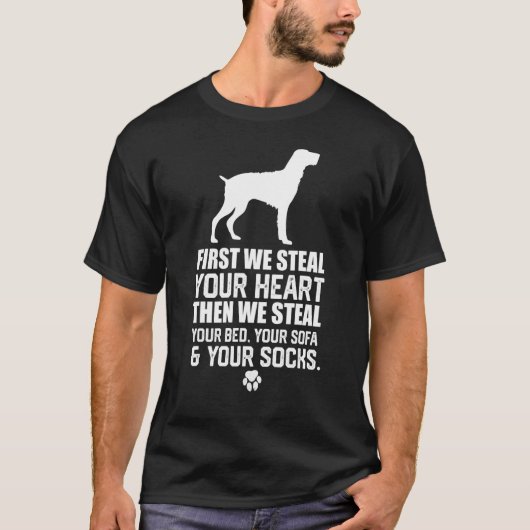 Duitse Draadharige Pointer Steelt Je Hart Steelt J T-shirt (Voorkant)