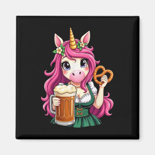 Duitse Drindl Eenhoorn Bier Pretzel Grappig Feest  Magneet