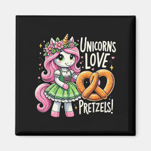 Duitse Drindl Eenhoorn Love Pretzels Grappige Kind Magneet