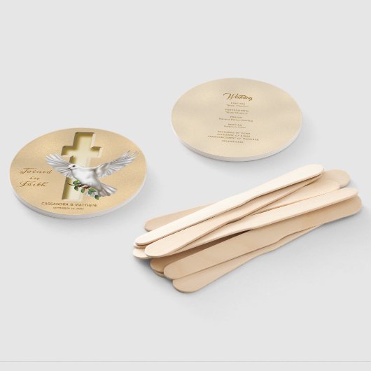 Duitse Duif Trouwprogramma's met Zilverfolie Handwaaier (Niet-gemonteerd)