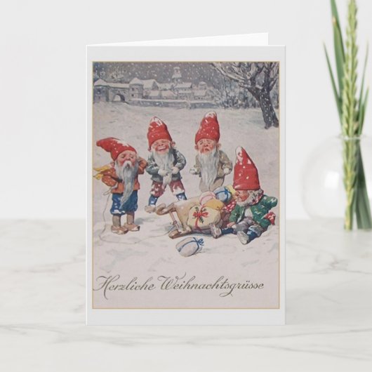  Duitse dwergen / Gnomes kerst Kaart (Voorkant)