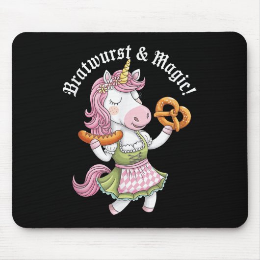 Duitse Eenhoorn Drindl Bratwurst Magic Funny Kinde Muismat (Voorkant)