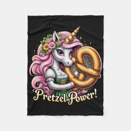 Duitse Eenhoorn Drindl Pretzel Power Funny Kinder Fleece Deken (Voorkant)
