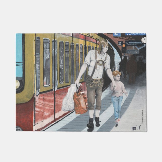 Duitse Elf Family Shopping Fantasy Art Door Mat (Voorkant)