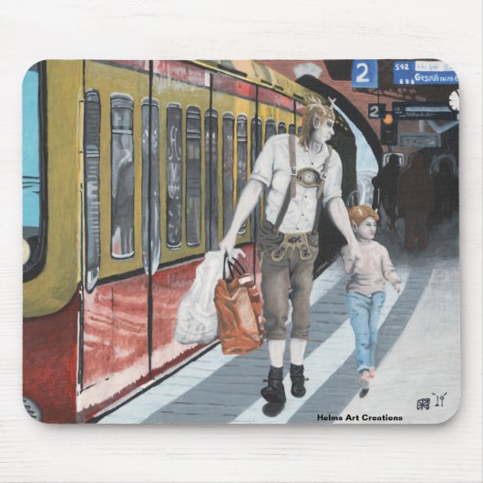 Duitse Elf Family Shopping Fantasy Art Mousepad Muismat (Voorkant)