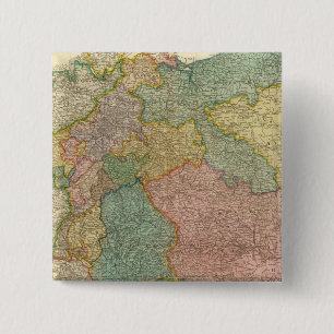 Duitse Empire Atlas Map Vierkante Button 5,1 Cm