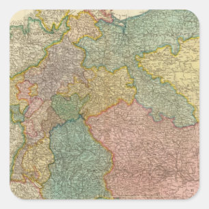 Duitse Empire Atlas Map Vierkante Sticker