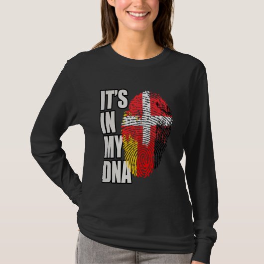 Duitse en Deense DNA-erfgoedvlag T-shirt (Voorkant)