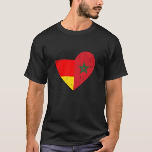 Duitse en Marokkaanse vlag Heart Morroco T-shirt (Voorkant)