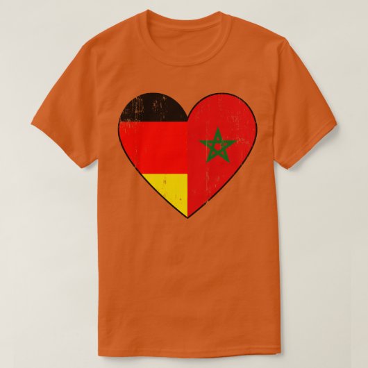 Duitse en Marokkaanse vlag Heart Morroco T-shirt (Design voorkant)