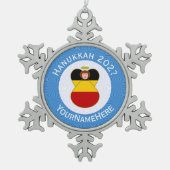 Duitse engel Chanoeka vlag gepersonaliseerd Tin Sneeuwvlok Ornament (Voorkant)