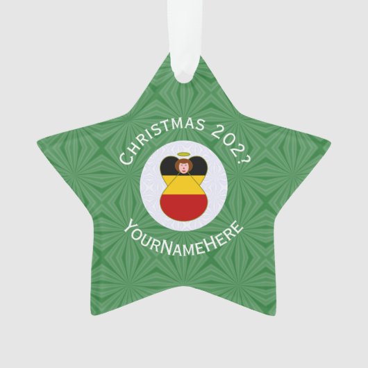 Duitse engel kerstvlag gepersonaliseerd ornament (voorkant)