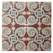 Duitse Floral Maroon Art Nouveau Jugendstil Tegeltje (Voorkant)