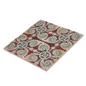 Duitse Floral Maroon Art Nouveau Jugendstil Tegeltje (Zijkant)