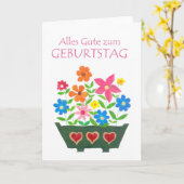 Duitse 'Flower Power' Verjaardag Kaart (Gele Bloem)