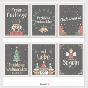 Duitse Fröhliche Weihnachten Kerstkaart set Sticker