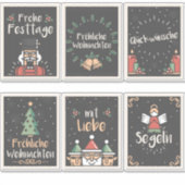 Duitse Fröhliche Weihnachten Kerstkaart set Sticker (Voorkant)