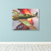 Duitse Fw-190 in luchtgevechten Canvas Afdruk (Insitu (Houten vloer))