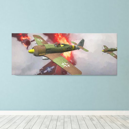 Duitse Fw-190 in luchtgevechten Canvas Afdruk (Insitu (Houten vloer))