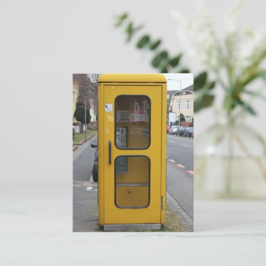 Duitse gele Telefonzelle telefooncel Briefkaart (Staand voorkant)