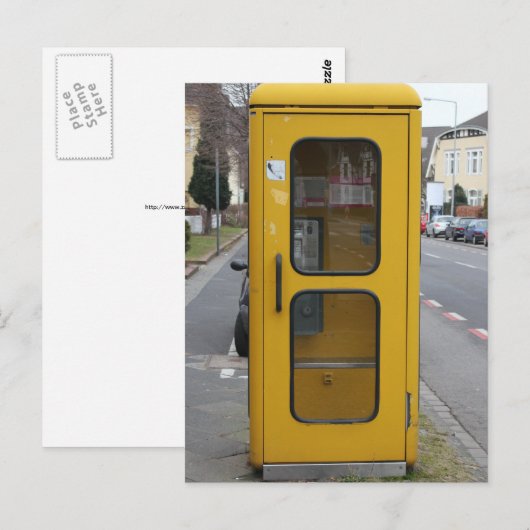 Duitse gele Telefonzelle telefooncel Briefkaart (Voorkant / Achterkant)