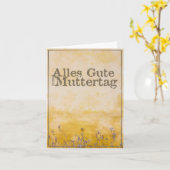 Duitse Gelukkige Moederdag op Vintage Bloemenweide Kaart (Gele Bloem)