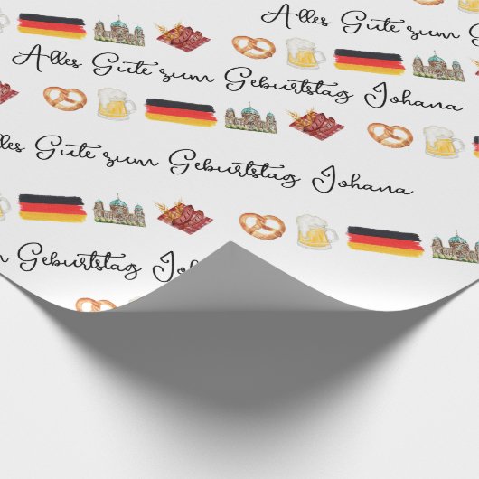 Duitse Gelukkige Verjaardag ,Alles Gute zum Geburt Cadeaupapier (Hoek)