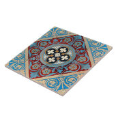 Duitse geometrische Art Nouveau Jugendstil rood bl Tegeltje (Zijkant)