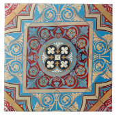 Duitse geometrische Art Nouveau Jugendstil rood bl Tegeltje (Voorkant)