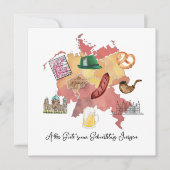 Duitse Happy Birthday Kaart, Alles Gute zum Geburt Bedankkaart (Voorkant)