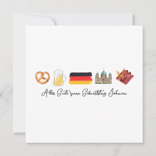 Duitse Happy Birthday Kaart, Alles Gute zum Geburt Feestdagenkaart (Voorkant)