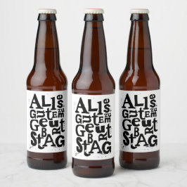 Duitse "Happy Birthday" Lino Print Bier Etiket