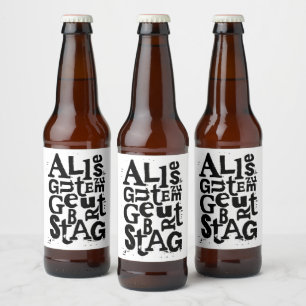 Duitse "Happy Birthday" Lino Print Bier Etiket