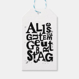 Duitse "Happy Birthday" Lino Print Cadeaulabel