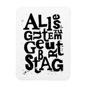 Duitse "Happy Birthday" Lino Print Flexibele magne Magneet