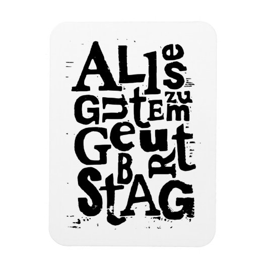 Duitse "Happy Birthday" Lino Print Flexibele magne Magneet (Verticaal)