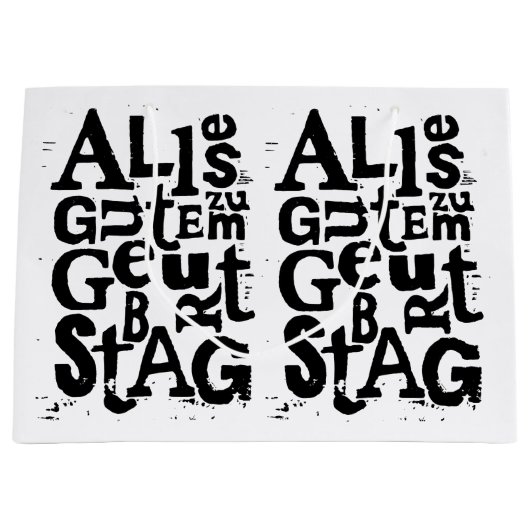 Duitse "Happy Birthday" Lino Print Groot Cadeauzakje (Voorkant)
