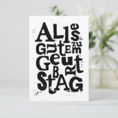 Duitse "Happy Birthday" Lino Print Kaart (Staand voorkant)