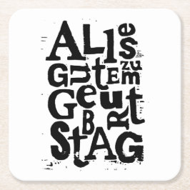 Duitse "Happy Birthday" Lino Print Kartonnen Onderzetters