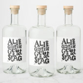 Duitse "Happy Birthday" Lino Print Likeurfles Etiket (Flessen)