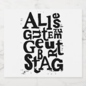 Duitse "Happy Birthday" Lino Print Likeurfles Etiket (Enkel label)
