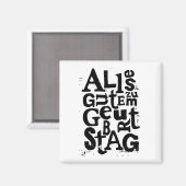 Duitse "Happy Birthday" Lino Print Magneet (Voorkant / Achterkant)