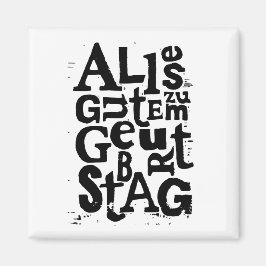 Duitse "Happy Birthday" Lino Print Magneet