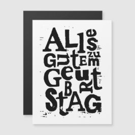 Duitse "Happy Birthday" Lino Print Magnetische Kaa