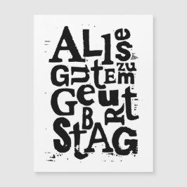 Duitse "Happy Birthday" Lino Print Magnetische Kaa