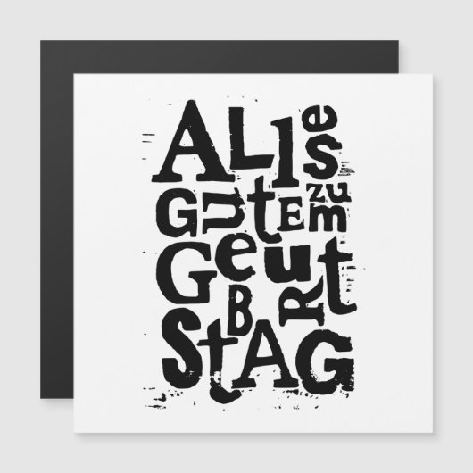 Duitse "Happy Birthday" Lino Print Magnetische Kaa (Voorkant / Achterkant)