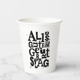 Duitse "Happy Birthday" Lino Print Papieren Bekers