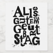 Duitse "Happy Birthday" Lino Print Wijn Etiket (Enkel label)