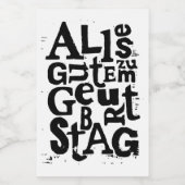 Duitse "Happy Birthday" Lino Print Wijn Etiket (Enkel label)